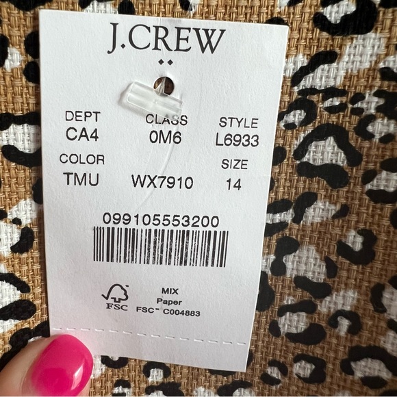 NWT J. Crew Sleeveless Basketweave Sheath Dress Animal Print size 14 - Picture 3 of 6